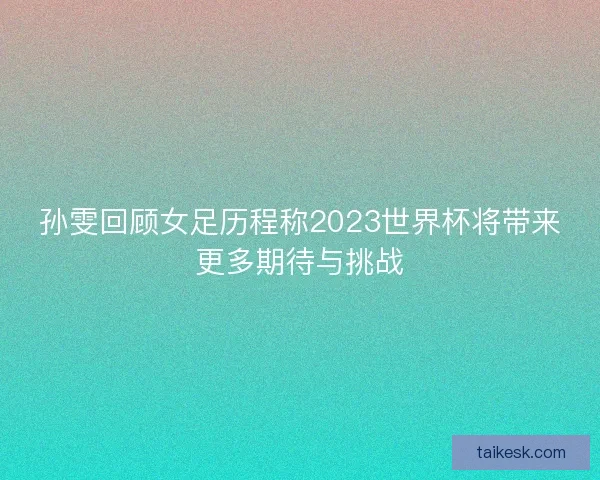 孙雯回顾女足历程称2023世界杯将带来更多期待与挑战